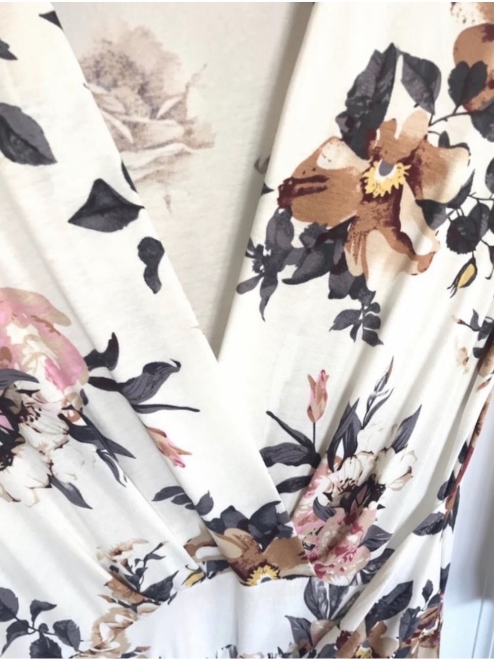 NEW Vintage Floral Print 3/4 Sleeves Mock Wrap Dress Women’s Small - Picture 10 of 13